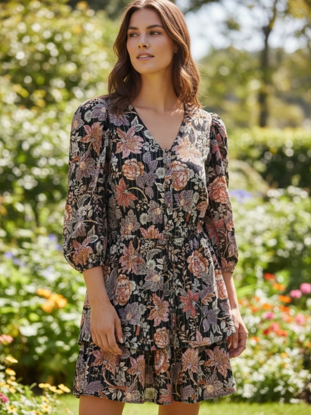 ELA Floral Print Mini Dress